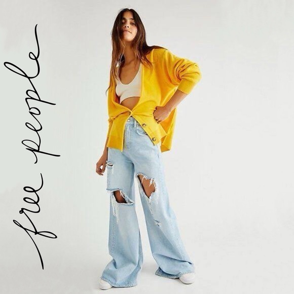 Free People Sweaters - NWT Free People School Boy Cashmere Cardi in So Gold Women’s Size Medium